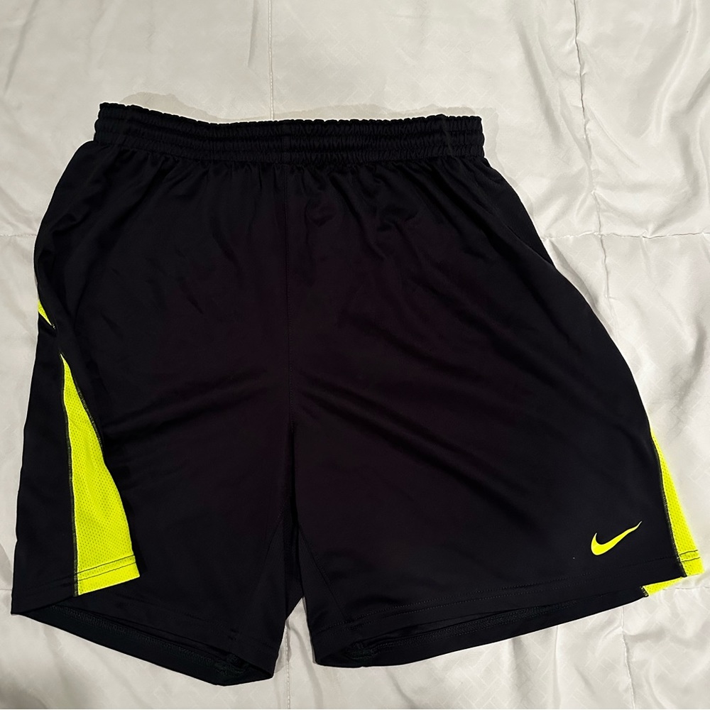 Nike, Large, Black and Neon Green Athletic Shorts